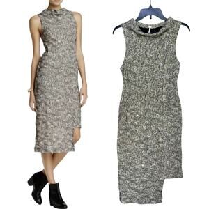 Free People Midi Dress Cora Jacquard Sheath Tweed Step Hemline